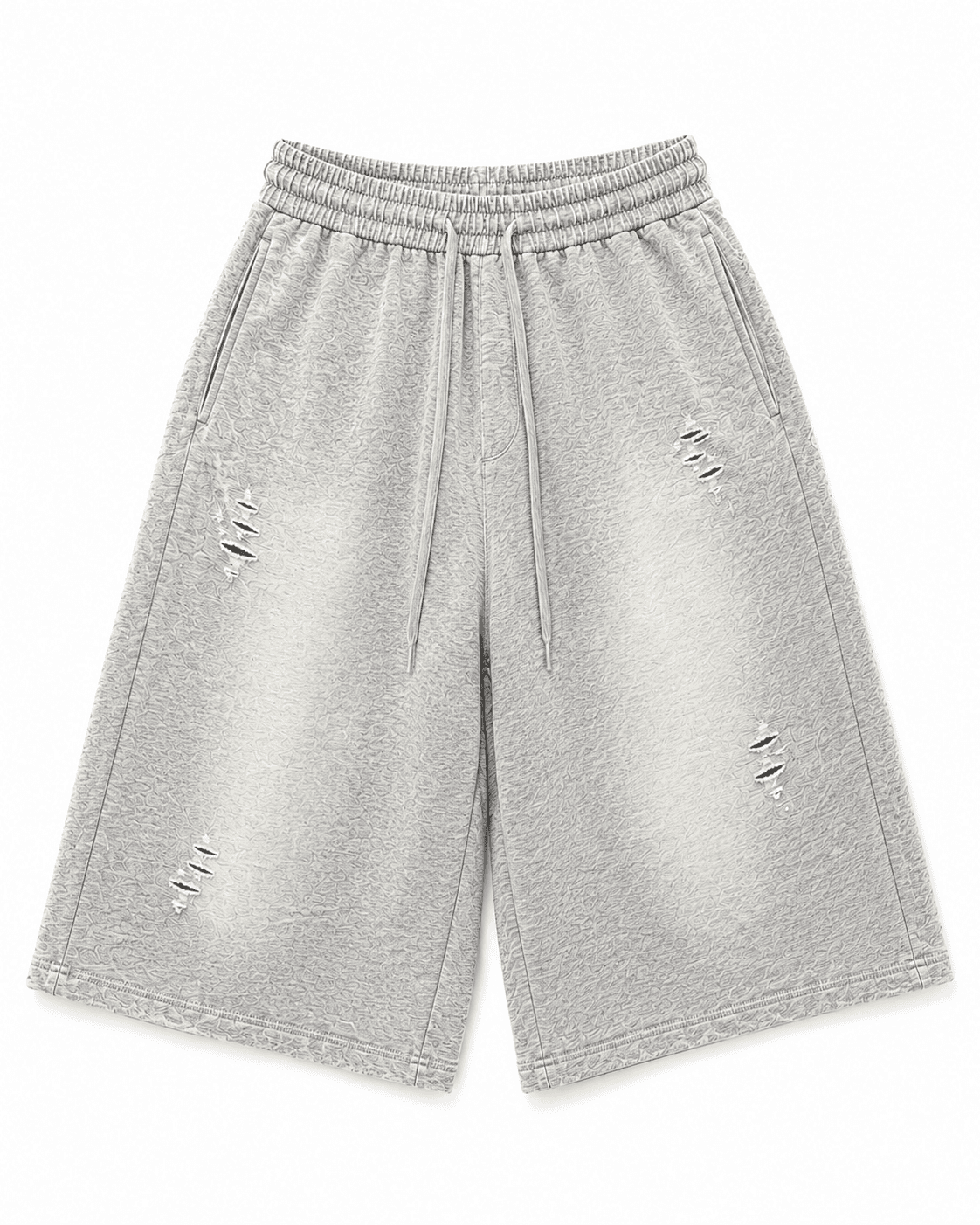 Heather Grey Distressed Sweat Shorts